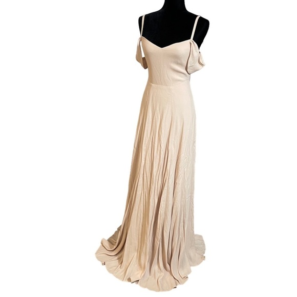Reformation Poppy Maxi Dress Off Shoulder Gown. Champagne Nude Size 2 - Picture 7 of 16